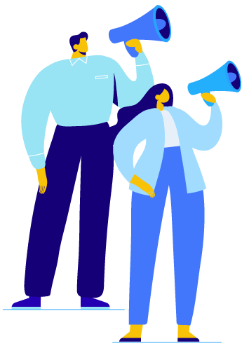 メガホンを持つ男女